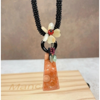 紅靈骨 ×緬甸玉花開富貴項鍊（V825）
